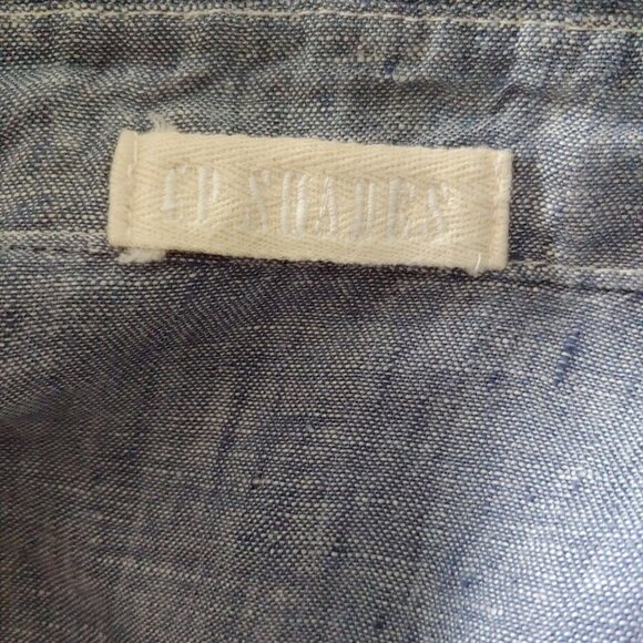 CP Shades FP Linen Beach Coastal Cruise Resort Top M Sleeve Pocket USA Chambray - Picture 10 of 11